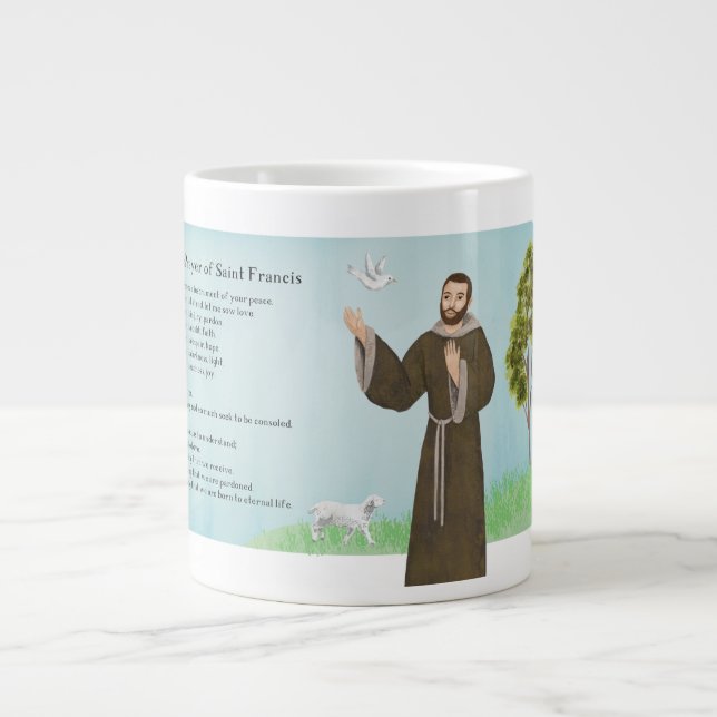 Taza De Café Gigante Oración de Paz de San Francisco (Frente)
