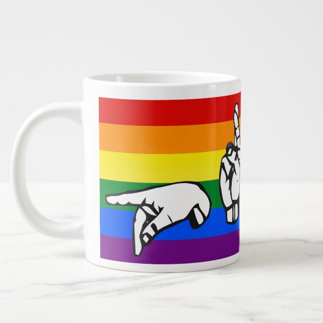 Taza De Café Gigante Orgullo arcoiris Lenguaje de Rótulo americano LGBT (Izquierda)