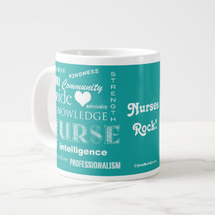 Taza De Café Gigante Orgullo-Cualidades/turquesa de la enfermera