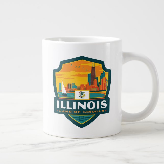 Taza De Café Gigante Orgullo del Estado | Illinois (Derecha)