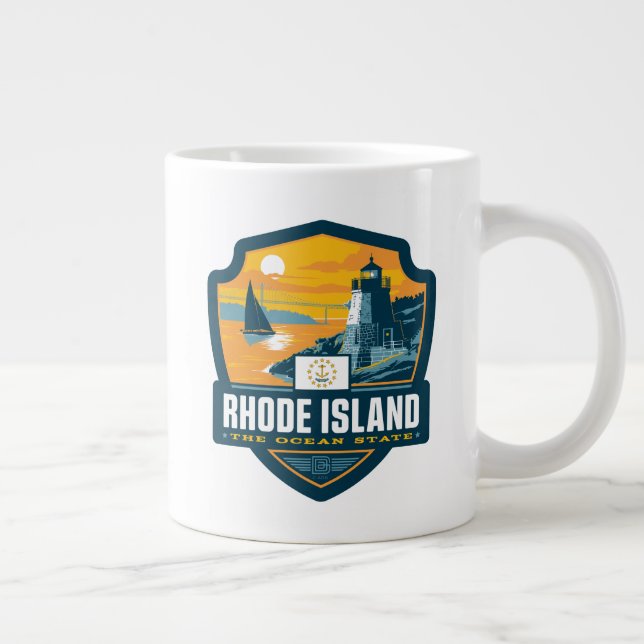 Taza De Café Gigante Orgullo del Estado | Isla Rhode (Derecha)