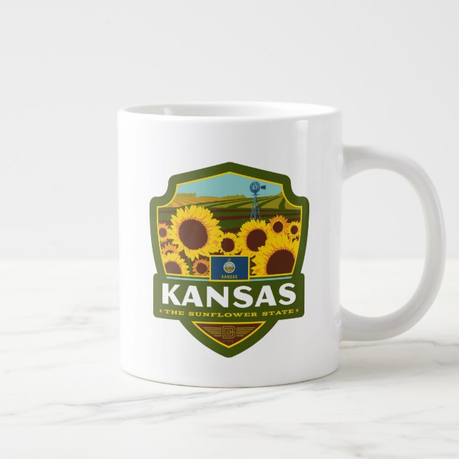 Taza De Café Gigante Orgullo del Estado | Kansas (Derecha)