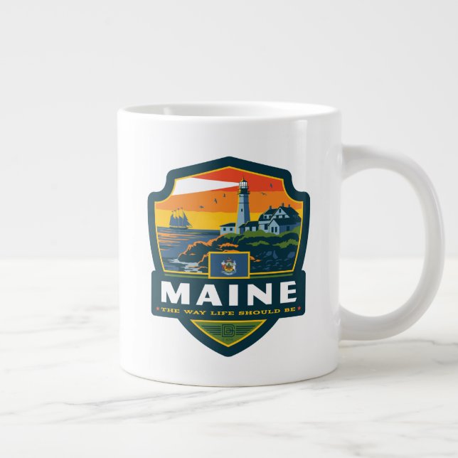 Taza De Café Gigante Orgullo del Estado | Maine (Derecha)
