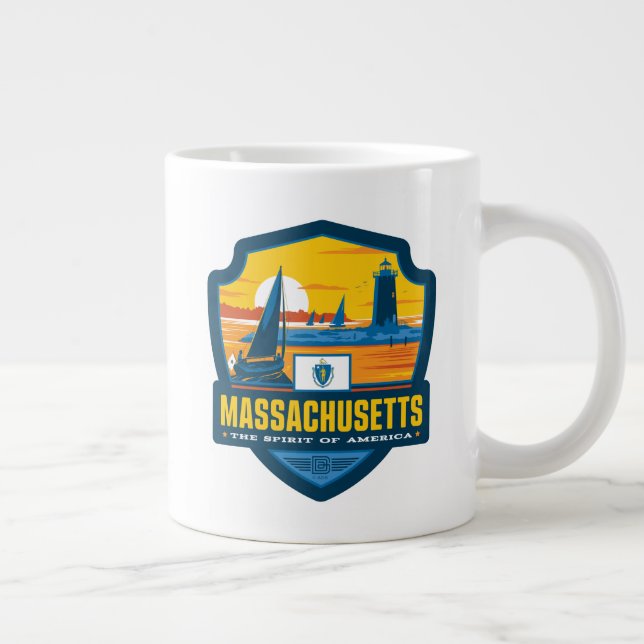Taza De Café Gigante Orgullo del Estado | Massachusetts (Derecha)