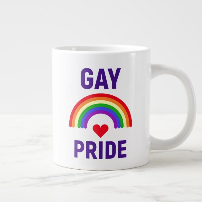 Taza De Café Gigante Orgullo gay| Corazón y arco iris (Derecha)