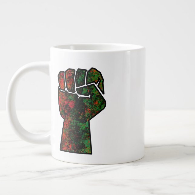 Taza De Café Gigante orgullo negro puño rojo verde panafricana unidad d (Izquierda)