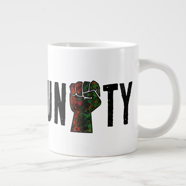 Taza De Café Gigante orgullo negro puño rojo verde panafricana unidad d (Derecha)
