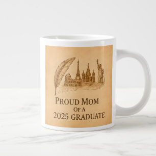 Taza De Café Gigante Orgullosa Mamá del Grado de Historia 2025 - Arte e