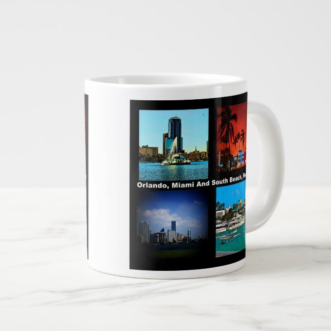 Taza De Café Gigante Orlando, Miami, South Beach Collage (Derecha)