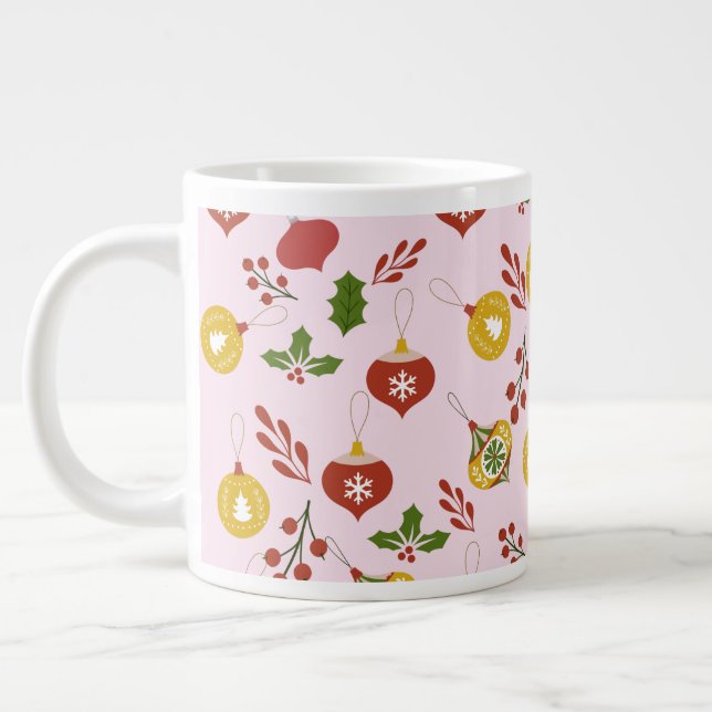 Taza De Café Gigante Ornamentos navideños verde festivo rosa (Izquierda)