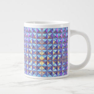 Taza De Café Gigante Oro, Azul y Púrpura Geométrico Irisado 2