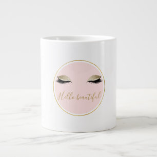 Taza De Café Gigante Oro rosado Glitzy Eyelashes Negros