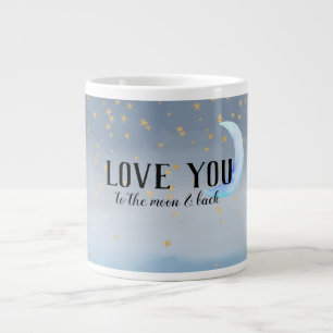 Taza De Café Gigante Oro Stars Moon Blue Ombre