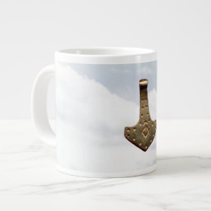 Taza De Café Gigante Oro Thor Hammer nubes jumbo mug