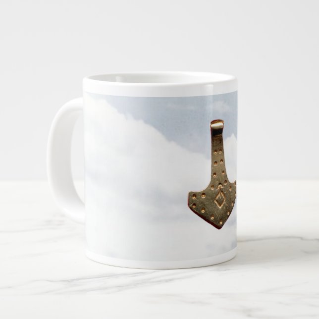 Taza De Café Gigante Oro Thor Hammer nubes jumbo mug (Izquierda)