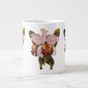 Taza De Café Gigante Orquídea de Cattleya púrpura de época, flores trop