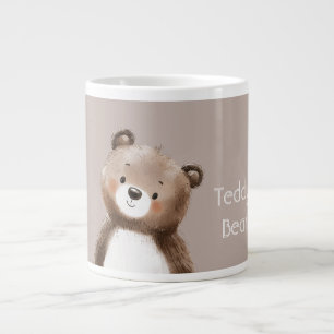 Taza De Café Gigante Oso de peluche marrón blanco dulce lindo