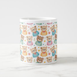Taza De Café Gigante Oso de peluche y flores