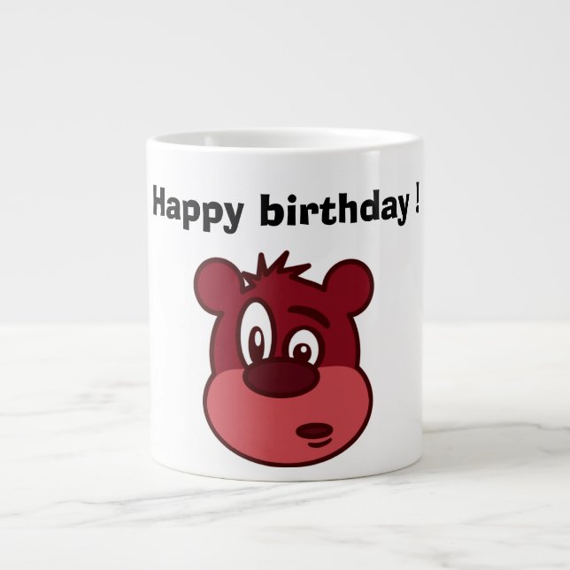 TAZA DE CAFÉ GIGANTE OSO "FELIZ CUMPLEAÑOS" (Frente)