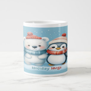 Taza De Café Gigante oso polar, pingüino, amigos de vacaciones, inviern