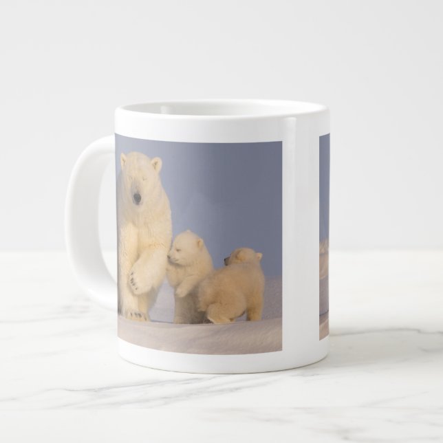 Taza De Café Gigante oso polar, Ursus maritimus, cerda con recién nacid (Izquierda)
