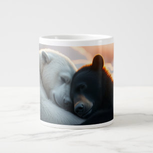 Taza De Café Gigante Oso polar y negro abrazándose