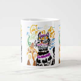 Taza De Café Gigante otoño estilo gato negro
