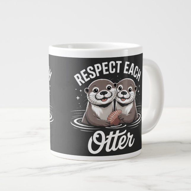 Taza De Café Gigante Otter Respect Each Other Funny (Derecha)