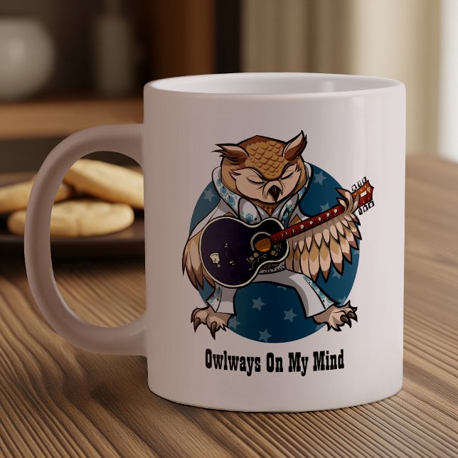Taza De Café Gigante Owlways On My Mind Rock & Roll Guitar Guitar Owl P (Subido por el creador)
