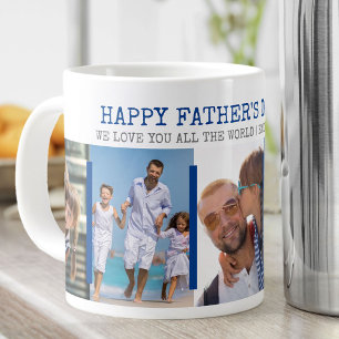 Taza De Café Gigante Padres Día Moderno 5 Foto Gris Azul