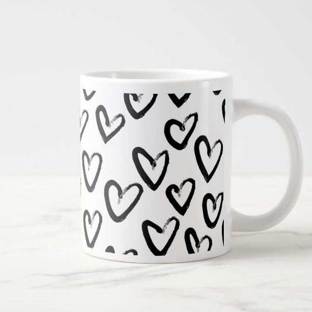 Taza De Café Gigante Paint Stroke Heart Pattern (Derecha)