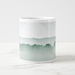 Taza De Café Gigante Paisaje acuático pintado a mano en montaña