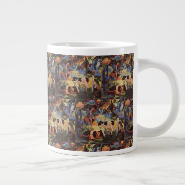 Taza De Café Gigante Paisaje de agosto de Macke con vacas y camello (Derecha)
