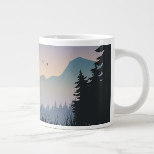 Taza De Café Gigante Paisaje de la montaña Sunset