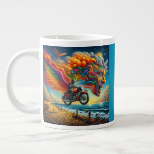 Taza De Café Gigante Paisaje de la motocicleta psicodélica