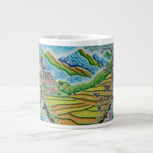 Taza De Café Gigante Paisaje montañoso de Batik