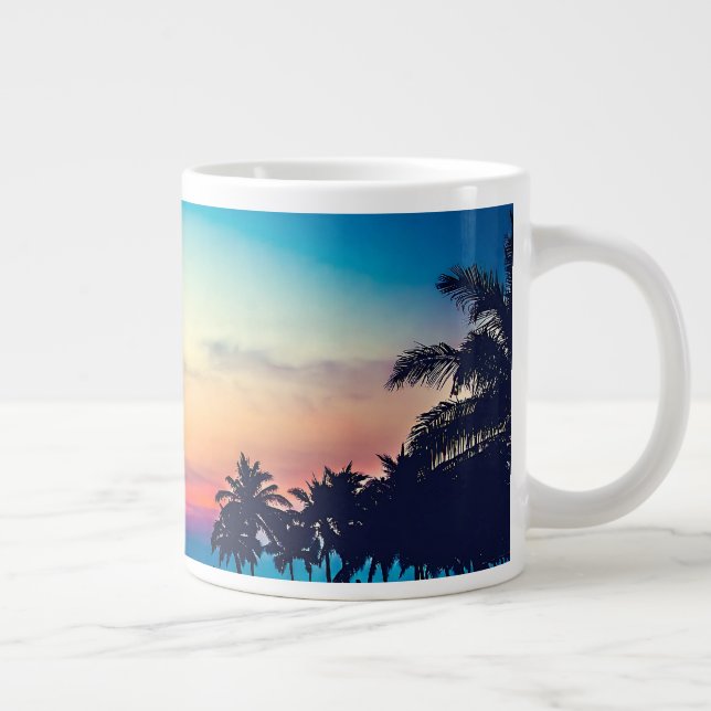 Taza De Café Gigante Paisaje natural con palmeras de piscina (Derecha)
