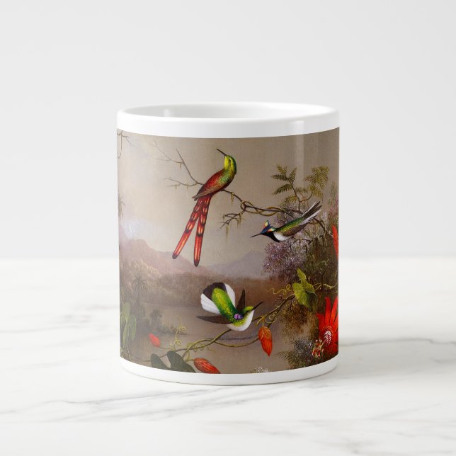 Taza De Café Gigante Paisaje tropical con 10 Hummingbirds Heade (Frente)