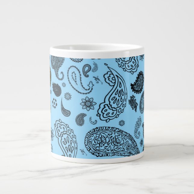 Taza De Café Gigante Paisley azul (Frente)