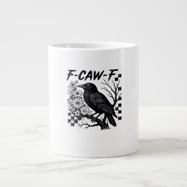 Taza De Café Gigante Pájaro de Halloween F-Caw-F (Frente)