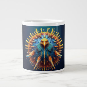 Taza De Café Gigante Pájaro Spore con un traje azul con plumas