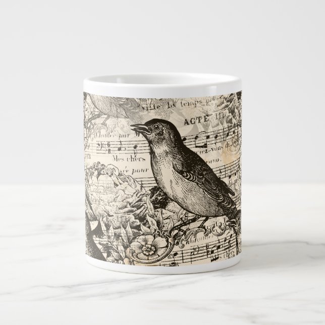 Taza De Café Gigante pájaros de la música victoriana (Frente)