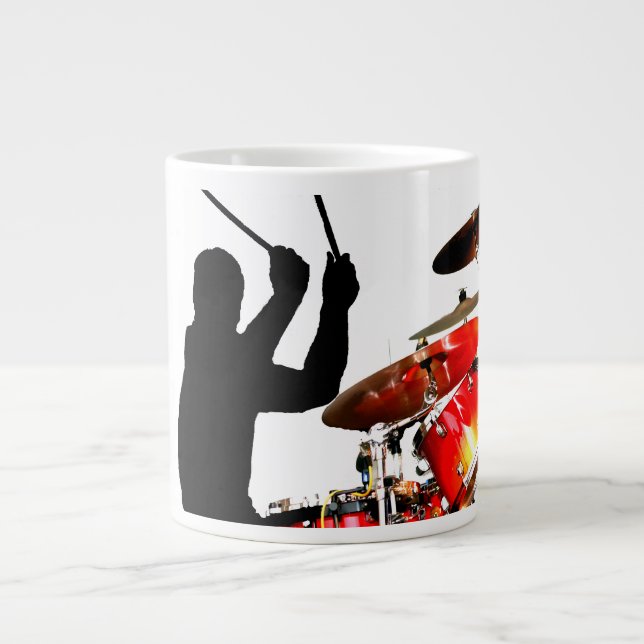 Taza De Café Gigante Palillos del batería en tambores reales de la (Frente)