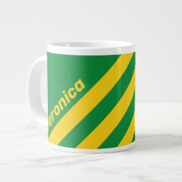 Taza De Café Gigante Palma Tropical Retro Tres Rayas con Nombre
