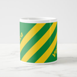 Taza De Café Gigante Palma Tropical Retro Tres Rayas con Nombre