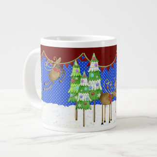 Taza De Café Gigante Pancarta de los renos colgantes del árbol de Navid
