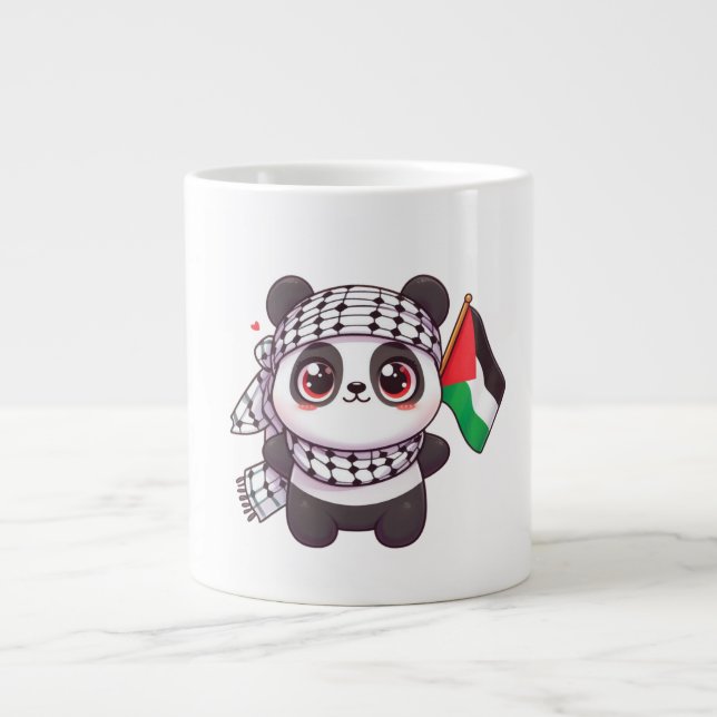 Taza De Café Gigante Panda con paz en Palestina (Frente)
