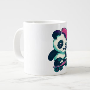 Taza De Café Gigante Panda de bebé lindo con mohawk   Skater Panda