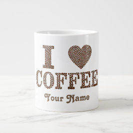 Taza De Café Gigante Pandilla tamaño Jumbo con "I Heart Coffee"