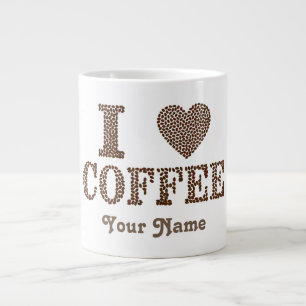 Taza De Café Gigante Pandilla tamaño Jumbo con "I Heart Coffee"